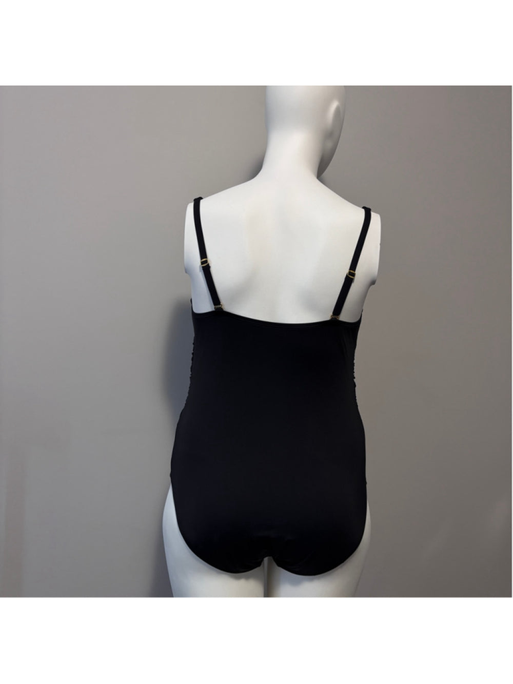 Bleu by Rod Beattie Women's 18W Plus Size Black Ruched One-Piece Swimsuit NWT