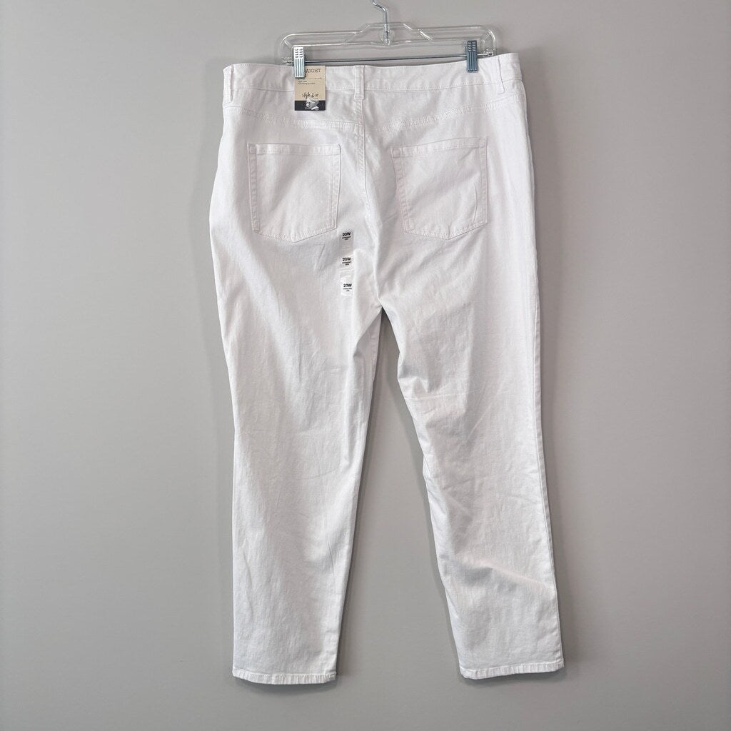 Style & Co. Women's Plus Size 20W White High Rise Straight Leg Jeans NWT