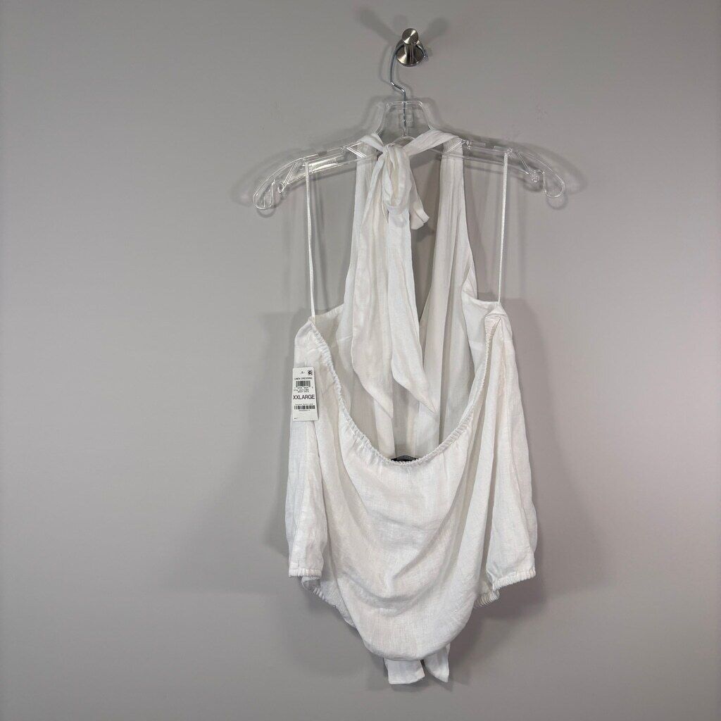 INC International Concepts Women's XXL White 100% Linen Halter Top NWT