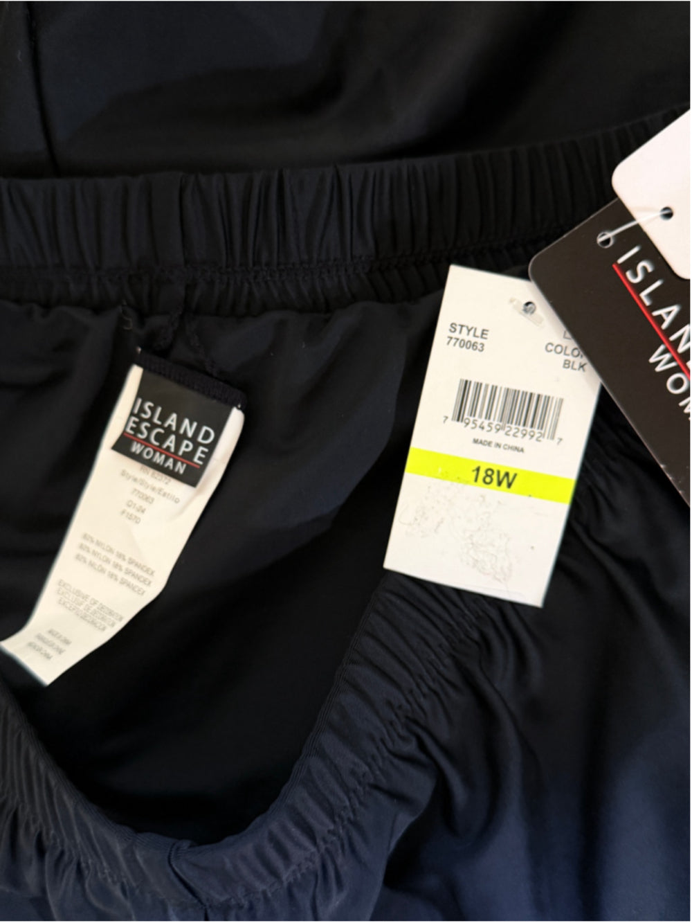 Island Escape Women's 18W Plus Size Black Swim Shorts NWT