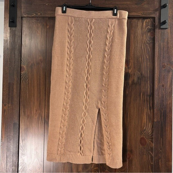 Calvin Klein Jeans Beige Women's Size Small Cable-Knit Pull-On Midi Skirt NWOT