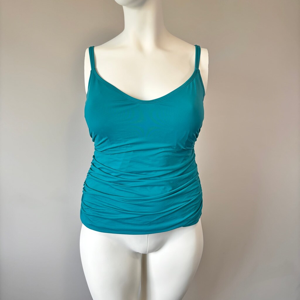 Bleu by Rod Beattie Women's Plus Size Teal Scoop-Neck Tankini Top NWT