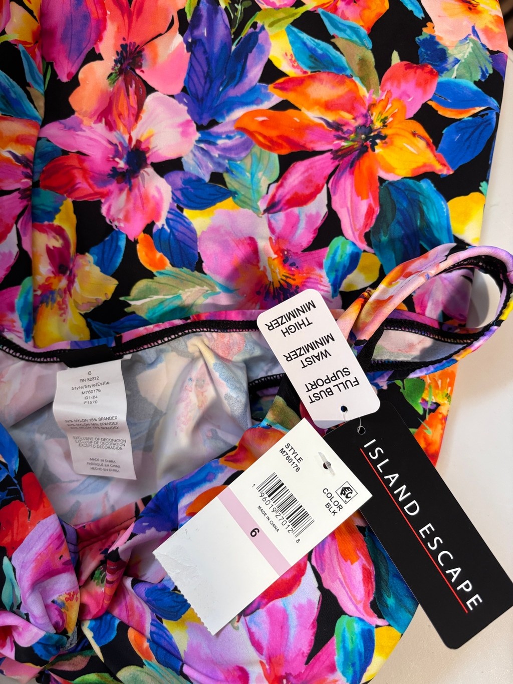 Island Escape Size 6 Multicolor Magnolia Underwire Twist Front Swim Dress NWT