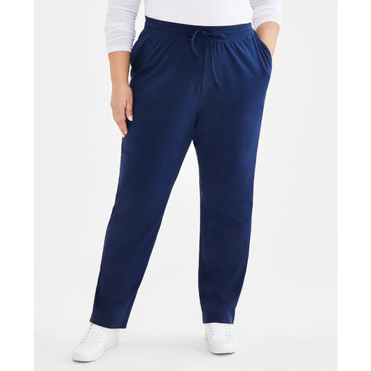 Style & Co Plus Size 3X Blue Drawstring Straight Leg Pants / Sweatpants NWT