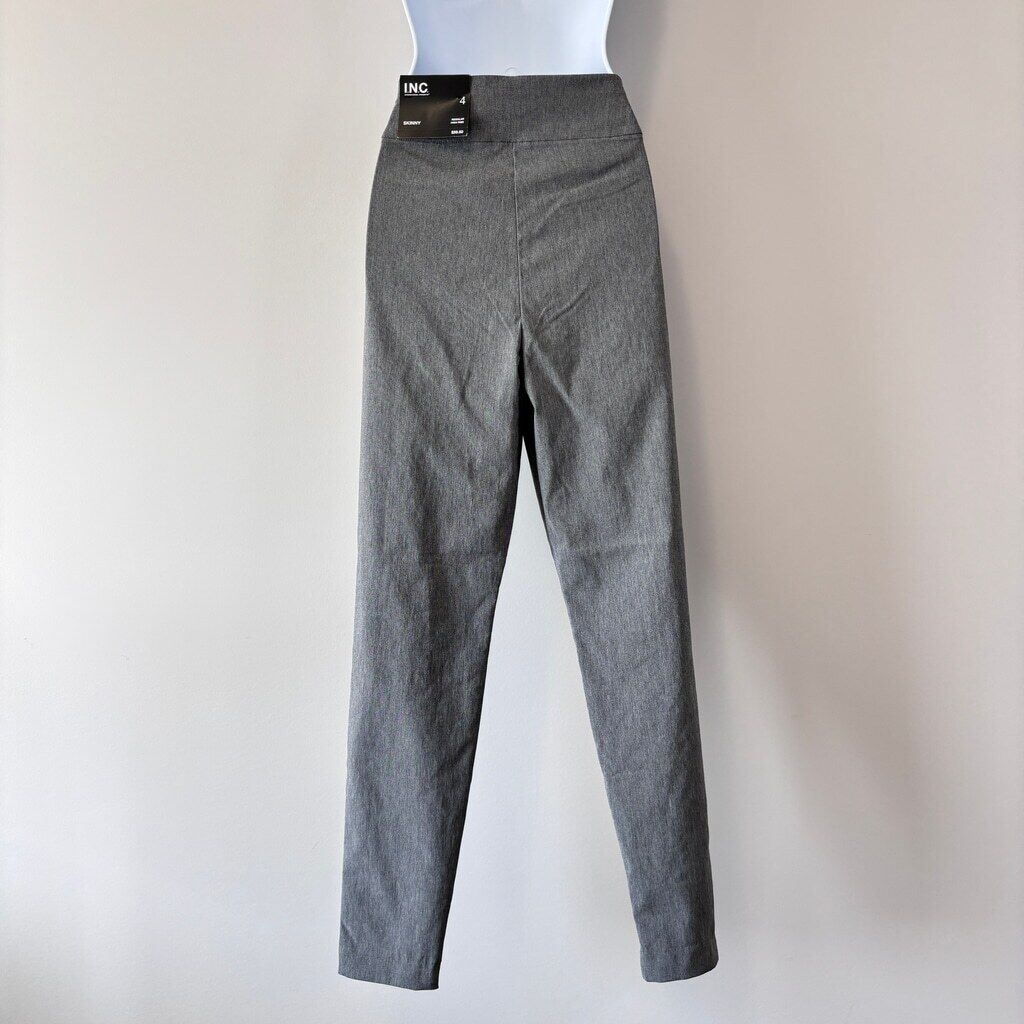 INC International Concepts 4 Grey Tummy-Control High-Rise Skinny Dress Pants NWT