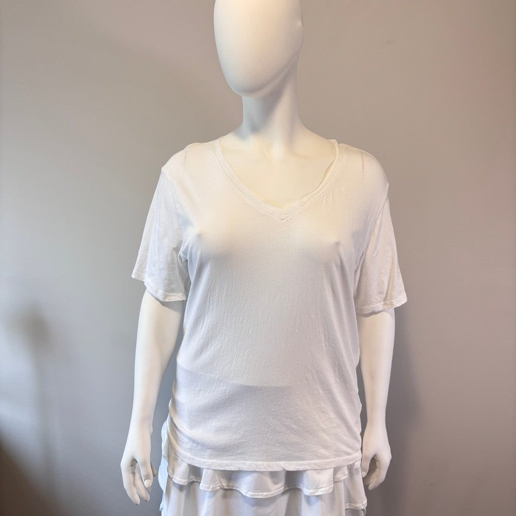 Style & Co. Women's Extra Large White Drapey V-Neck Short Sleeve T-Shirt NWT