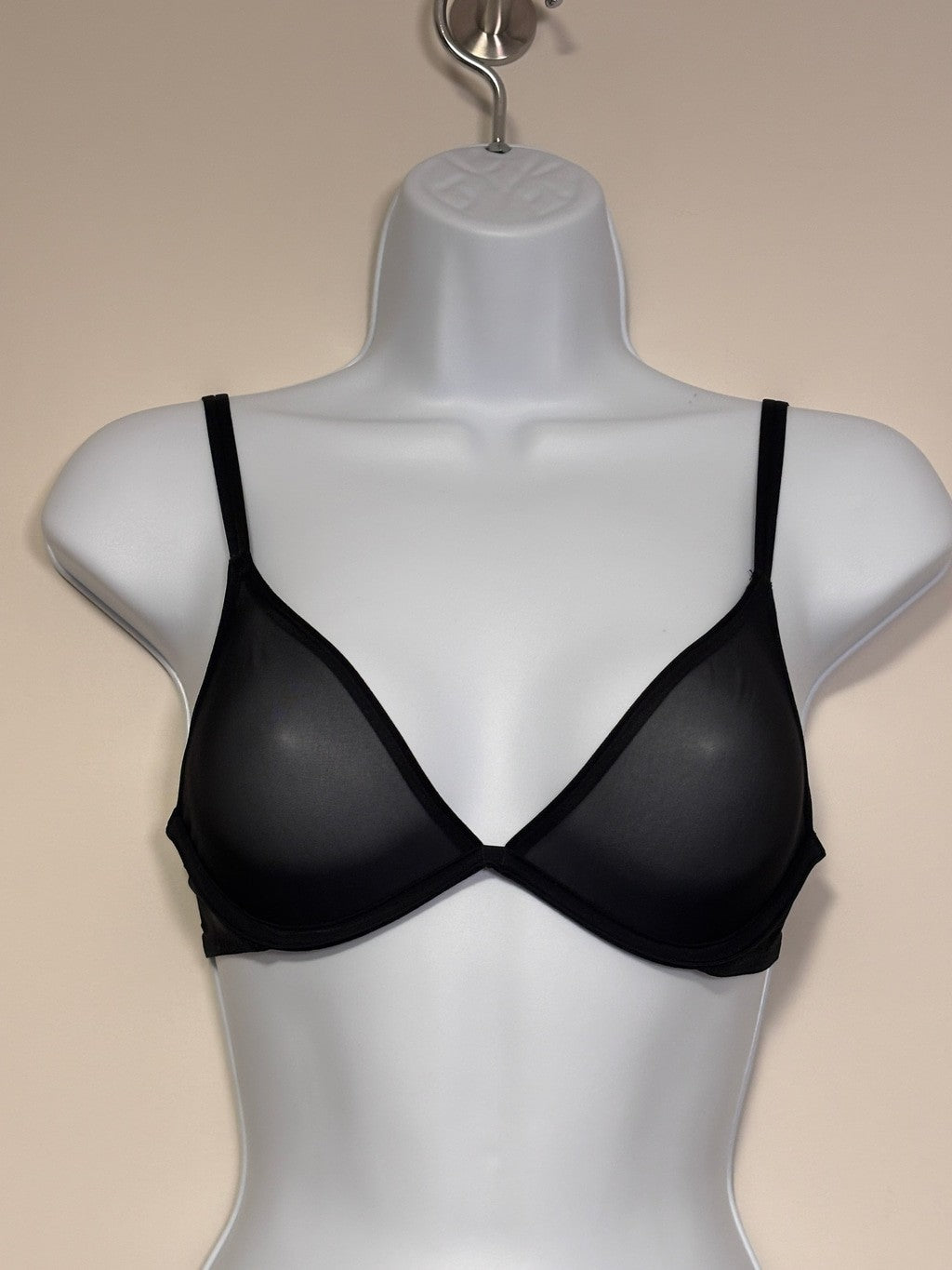 Calvin Klein 32C Black Sheer Marquisette Underwire Plunge Bra NWT