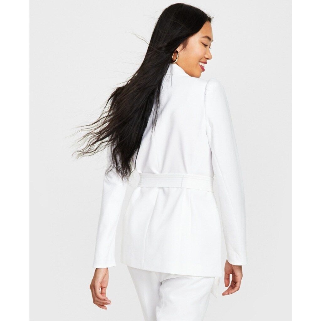 Bar III Women's XXL White Textured Belted Tie-Waist Lined Jacket NWT