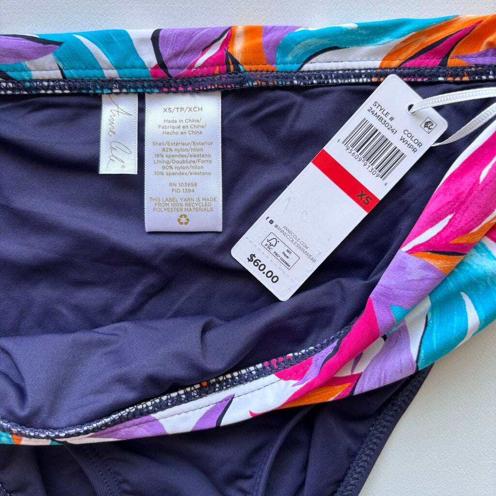 Anne Cole Women's Navy & Multicolor Foldover Bikini Bottoms NWT