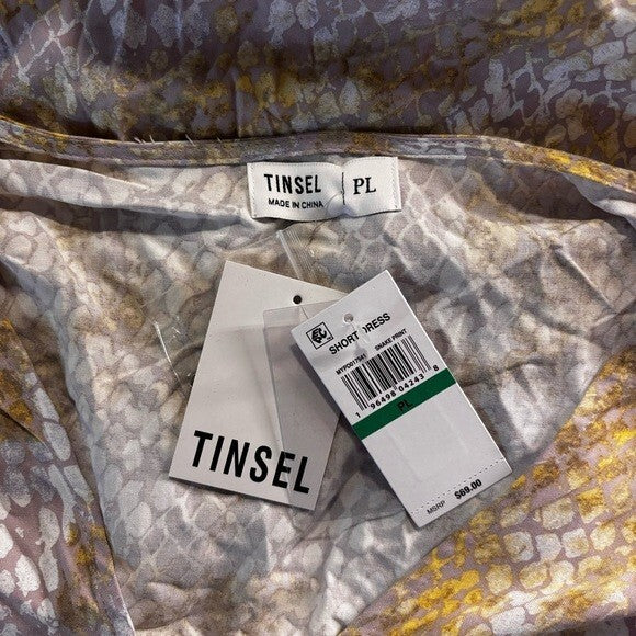 Tinsel Petite Large Midi Snake Print Long Sleeve Wrap Dress NWT