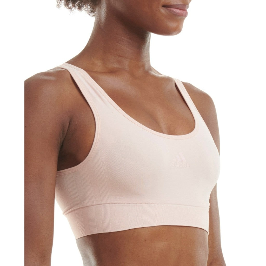 Adidas Women's Size XS Light Pink Seamless Scoop Medium Impact Lounge Bra NWT