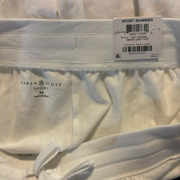 Karen Scott Skimmer Bright White Drawstring Knit Stretchy Knee-Length Shorts NWT