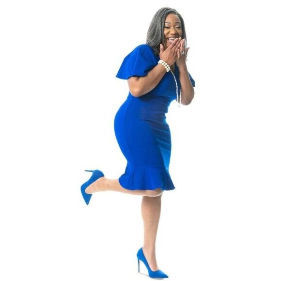 Kasper Women's Blue Flutter-Sleeve Sheath Dress NWT