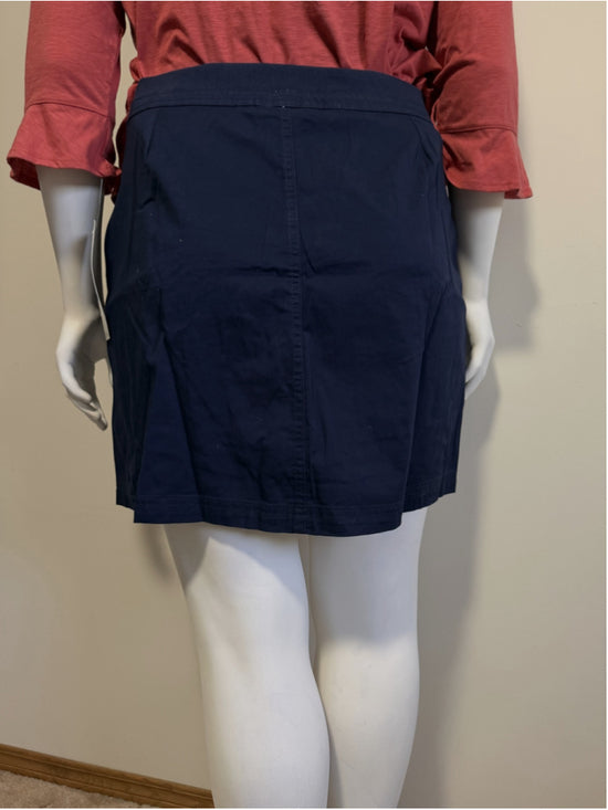 Karen Scott 14 Petite Navy Blue Knit Waistband Skort w/ Pockets NWT