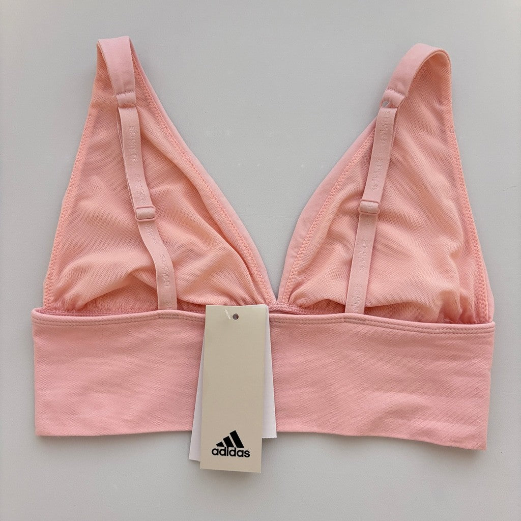 Adidas Women's Small Light Pink Longline Plunge Light Support Sports Bra NWT