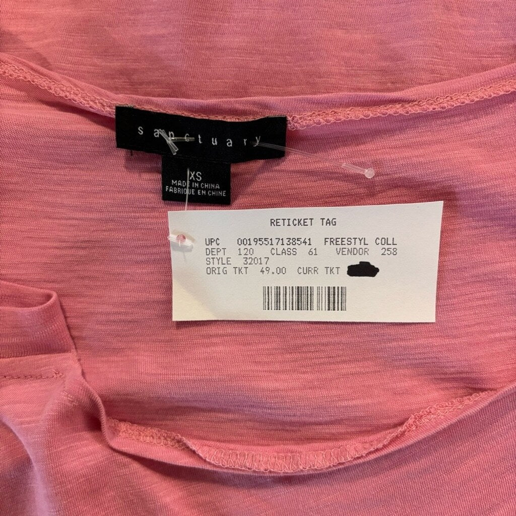 Sanctuary Size XS Light Pink Part-Time Lover Trendy Cut-Out T-Shirt NWT