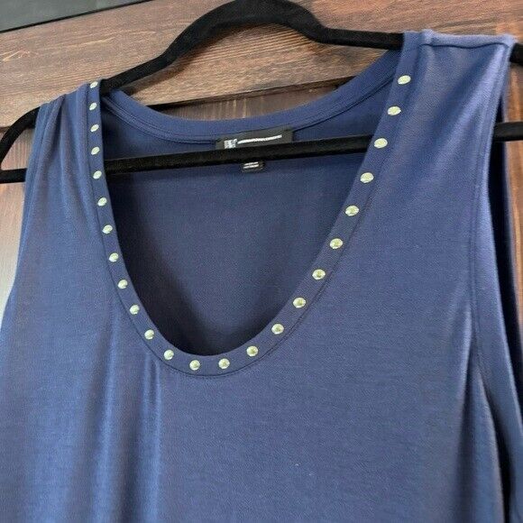 I.N.C. International Concepts Size XL Embellished Navy Scoop-Neck Tank Top NWT