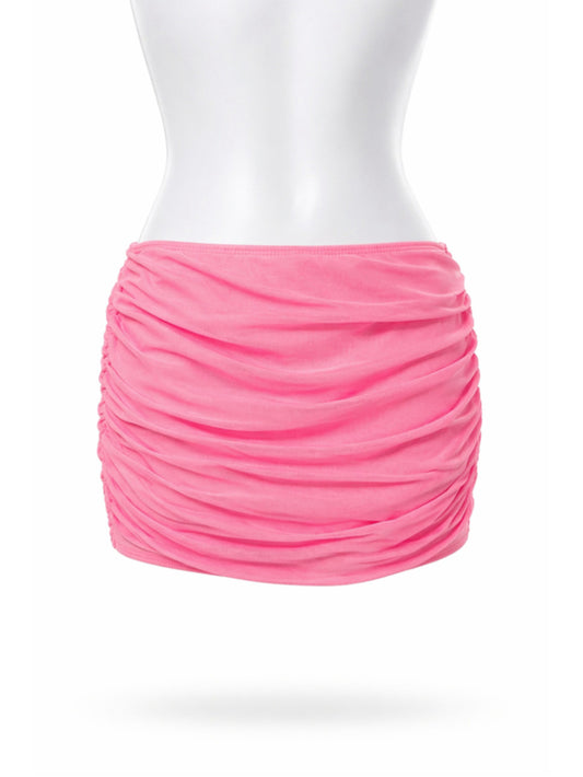 SHEIN Women's Small Pink Ruched Mesh Mini Skort Skirt Shorts NWT