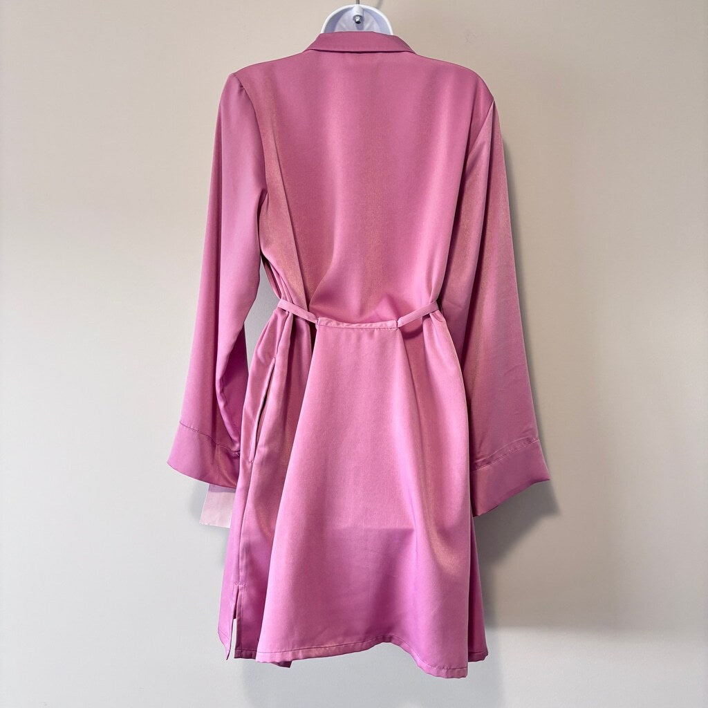 State of Day Women's Luxury Purple Crepe de Chine/ Satin Self-Tie Robe NWT