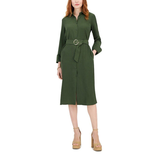 INC International Concepts Women's XL Green Shirtdress NWT - missing belt