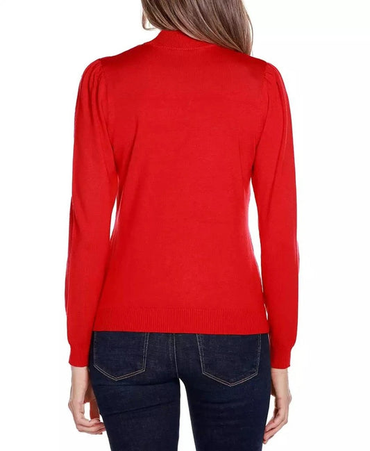 Belldini Plus Size 3X Red w/ Crystal Embellished Mock Neck Sweater NWT