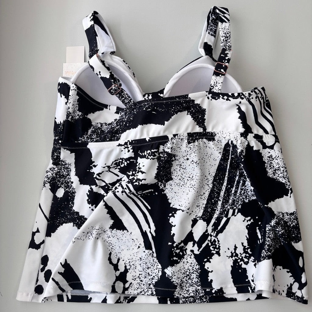 Raisins Curve Women's 18W Plus Size Black & White Tankini Top w/ Support NWT