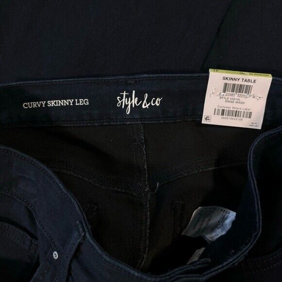 Style & Co Women's Size 4 Long Dark Blue Curvy-Fit Mid-Rise Skinny Jeans NWT
