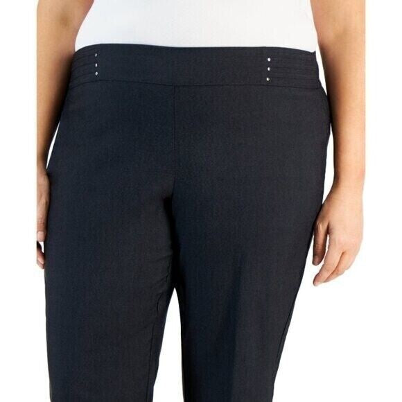 JM Collection Tummy Control Pull-On Capri Dark Grey Dress Pants NWT