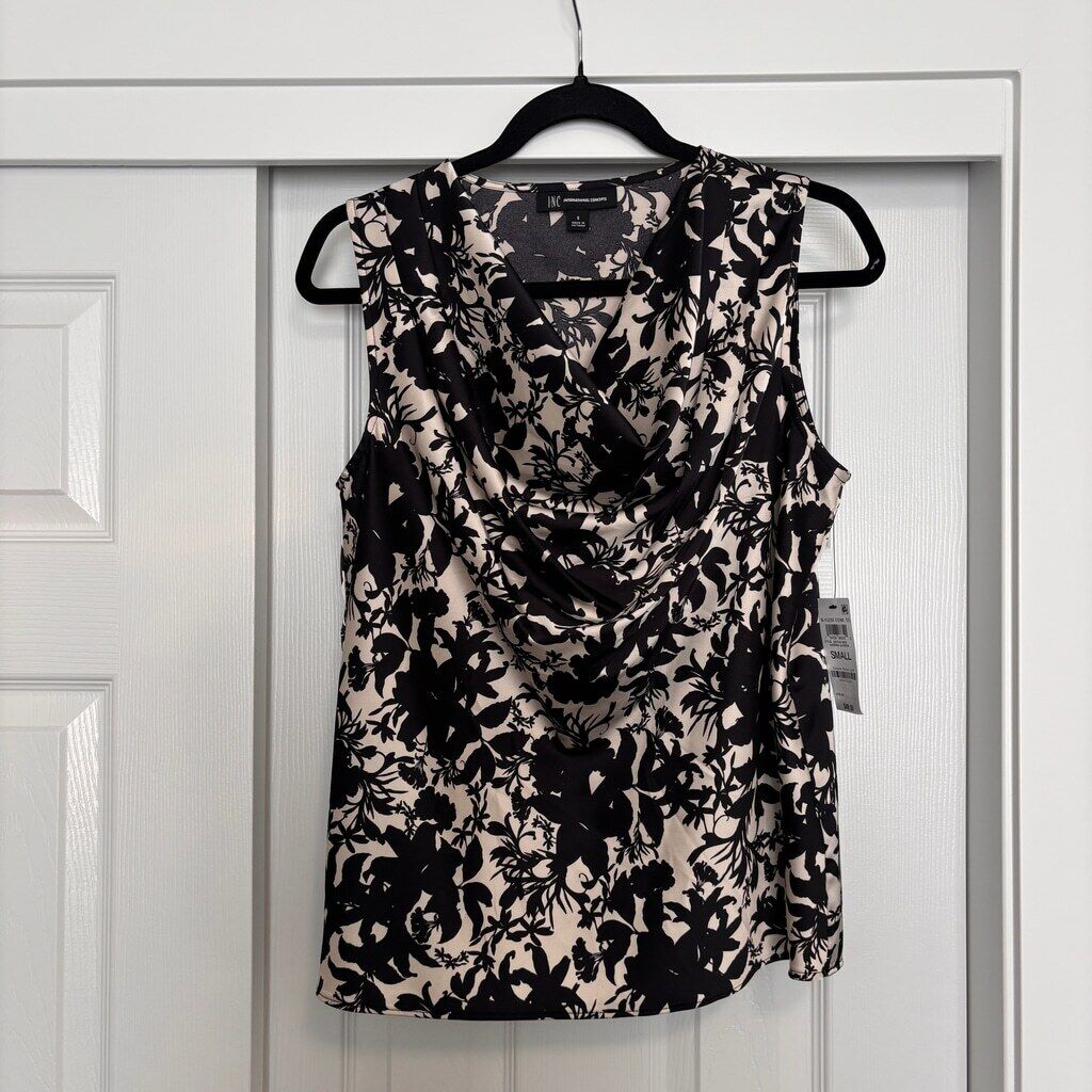 INC International Concepts Small Floral Printed Cowlneck Sleeveless Top NWT