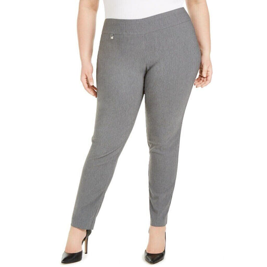 Alfani Plus Size Grey Tummy-Control Pull-On Stretchy Dress Skinny Pants NWT