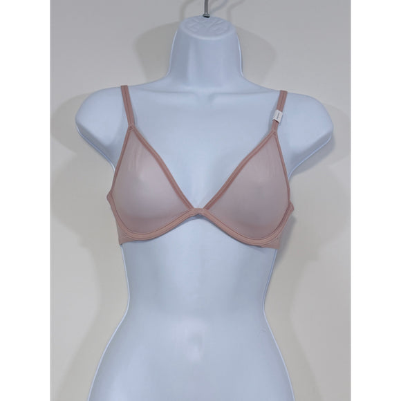 Calvin Klein Women's Size 34C Pink Sheer Marquisette Unlined Plunge Bra NWT