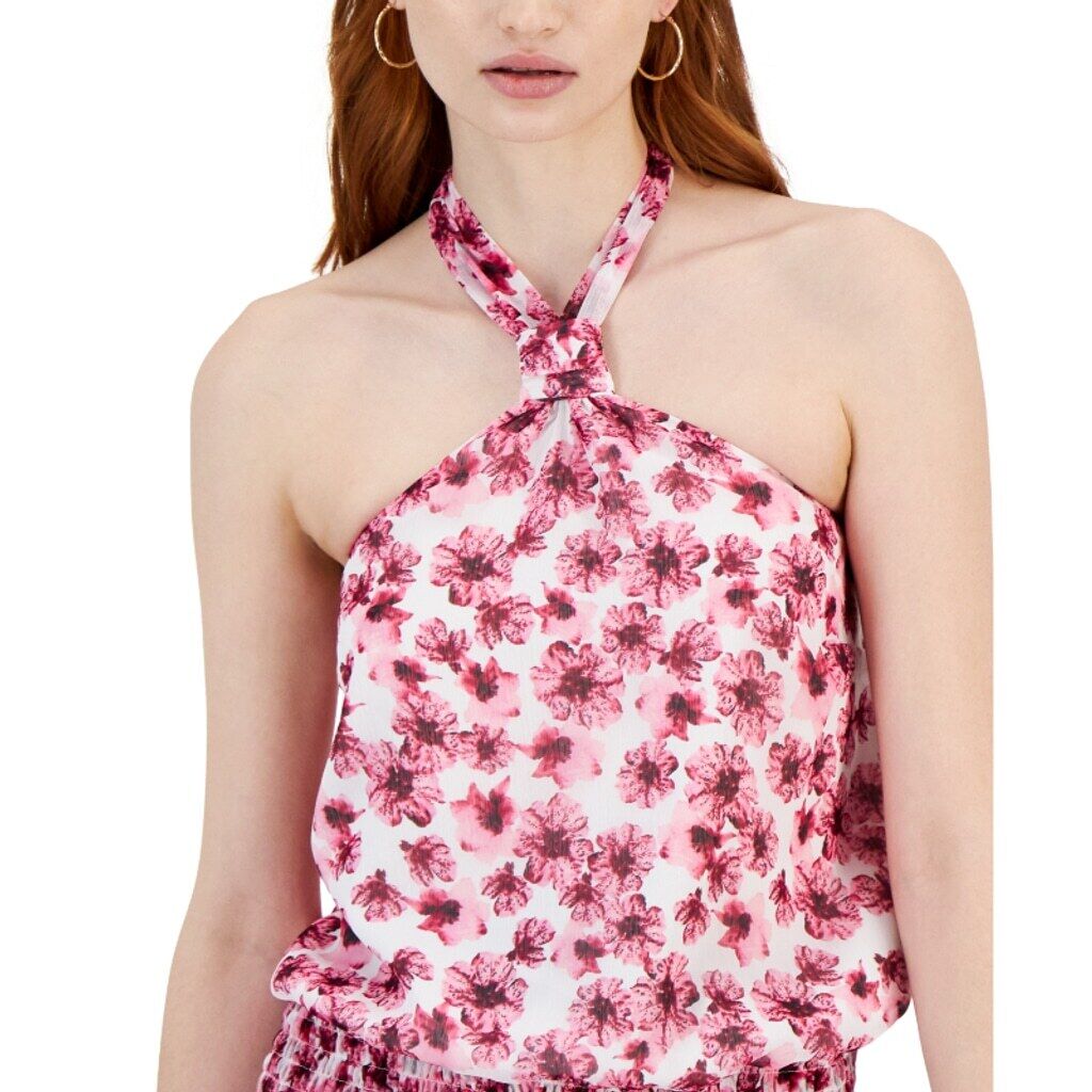 INC International Concepts Women's Large Pink & White Halter Top NWT