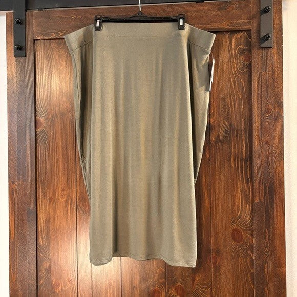 Bar III Trendy Plus Size 4X Olive Green Bodycon Jersey Midi Skirt, NWT
