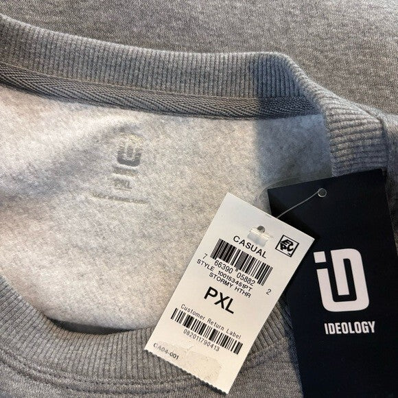 ID Ideology Women's Pettie XL Grey Fleece Crewneck Sweatshirt NWT.