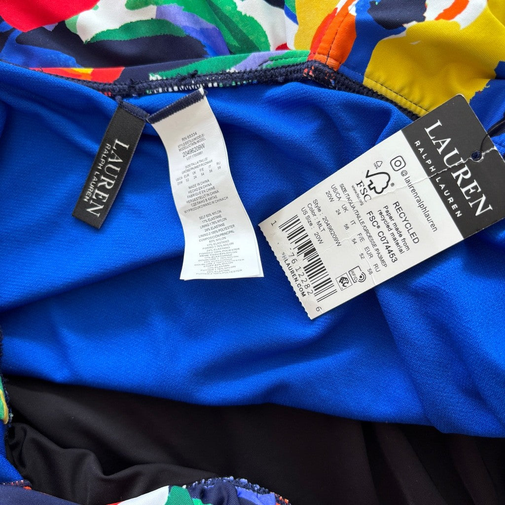Ralph Lauren Women's Plus Size Colorful Side-Shirred One-Piece Swimsuit NWT