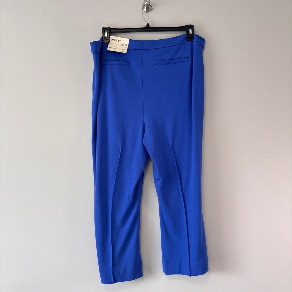On 34th Women's Plus Size 3X Short Blue Ponte Kick-Flare Ankle Pants NWT