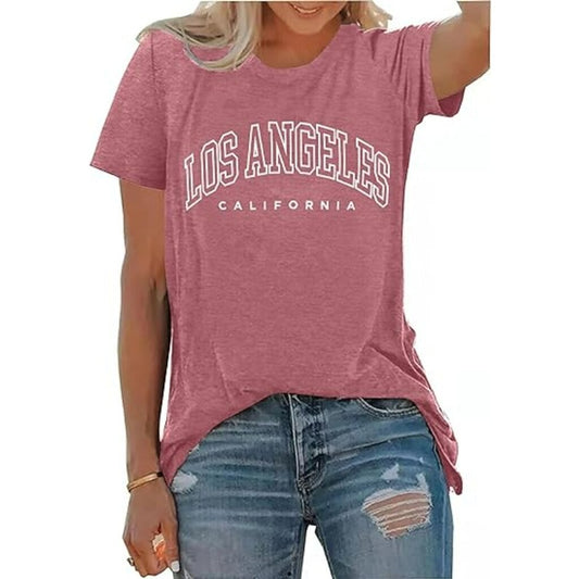 SHEIN Women's Los Angeles California Pink Graphic Oversized T-Shirt Top NIB