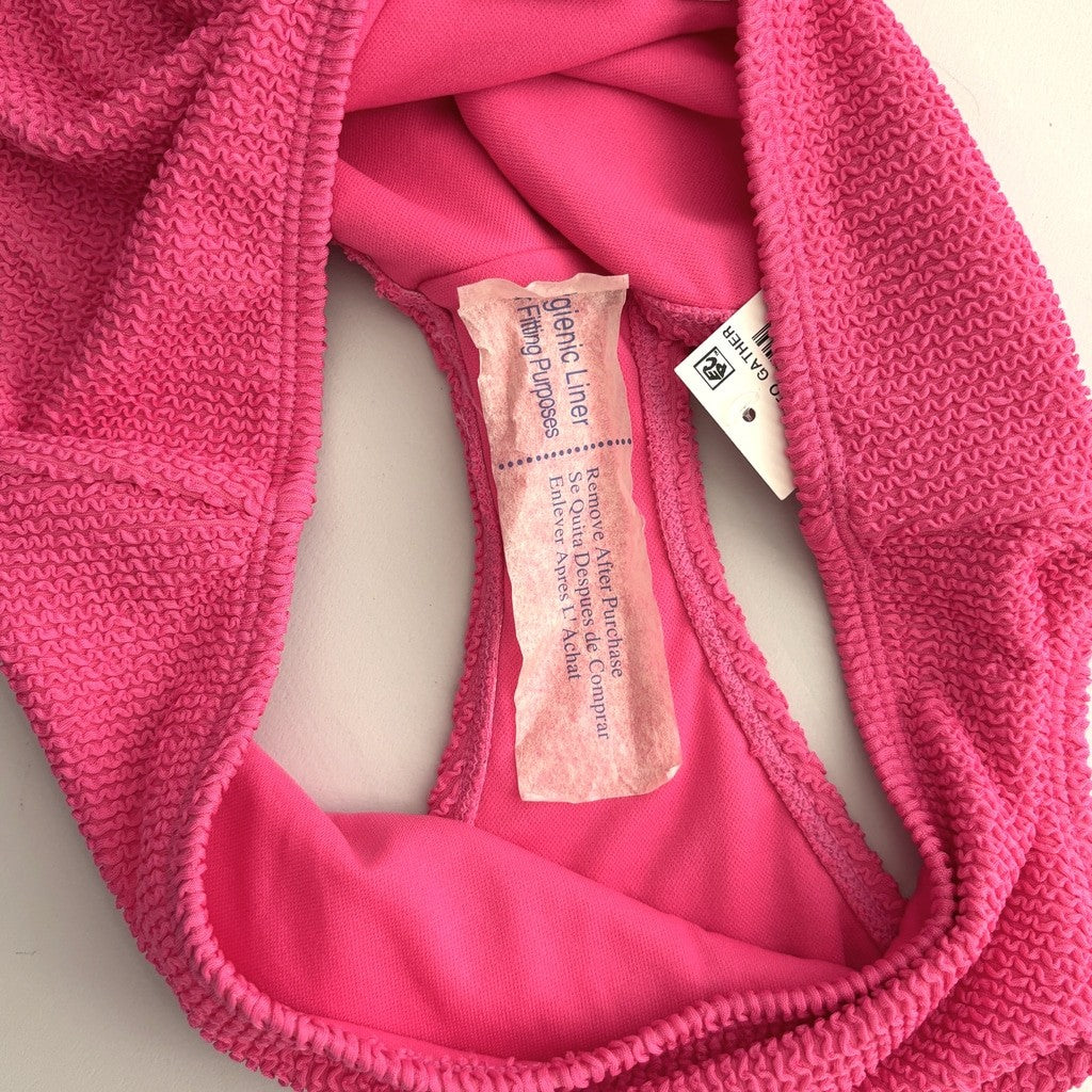 Bar III Women's Medium Hot Pink High Leg High Rise Textured Bikini Bottoms NWT