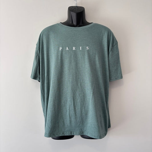 SHEIN Men's Size Large Green Paris Graphic T-Shirt Casual Streetwear Tee NIB