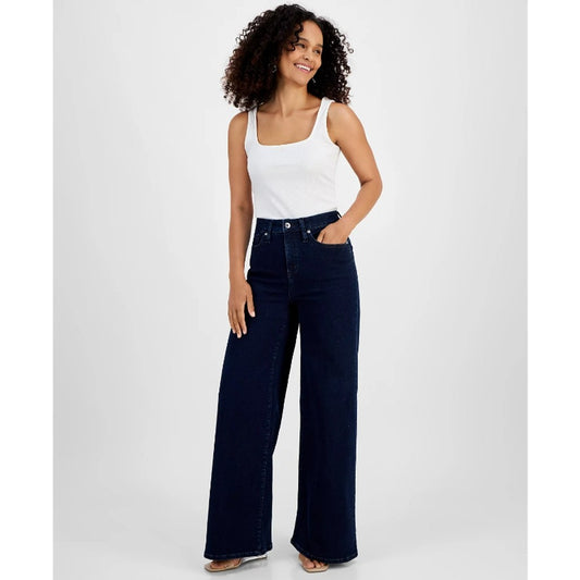 INC International Concepts Size 14 High Rise Wide Leg Dark Denim Jeans NWT