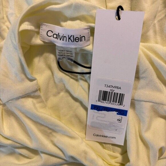 CALVIN KLEIN Women's XL Petite Mock Neck Butter Yellow Sleeveless Top NWT