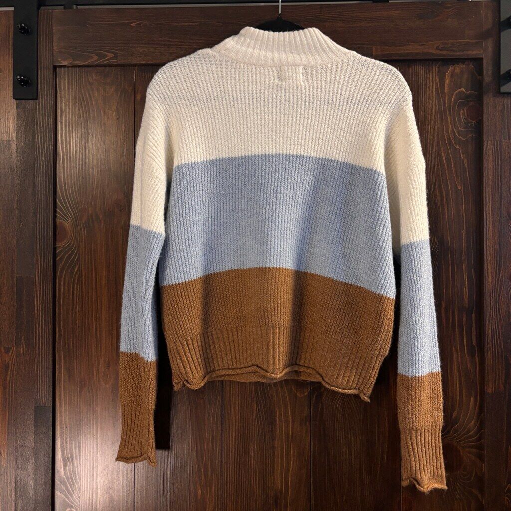 Pink Rose Juniors' Medium Soft Color-blocked Mock-Neck Sweater NWT