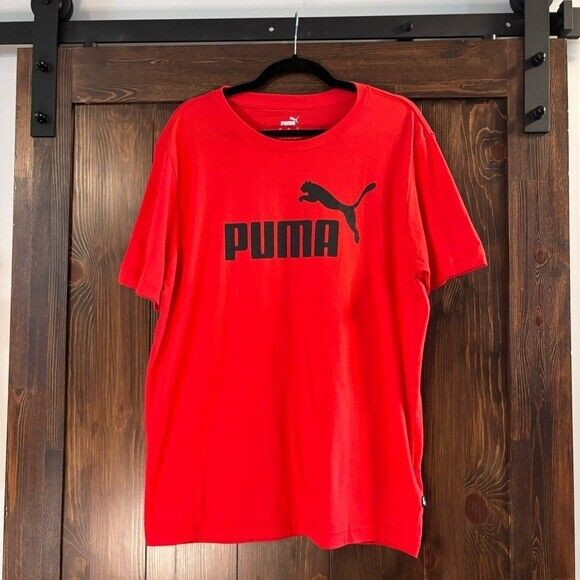 Puma Men's Size Medium Red Essential Black Logo T-Shirt NWOT