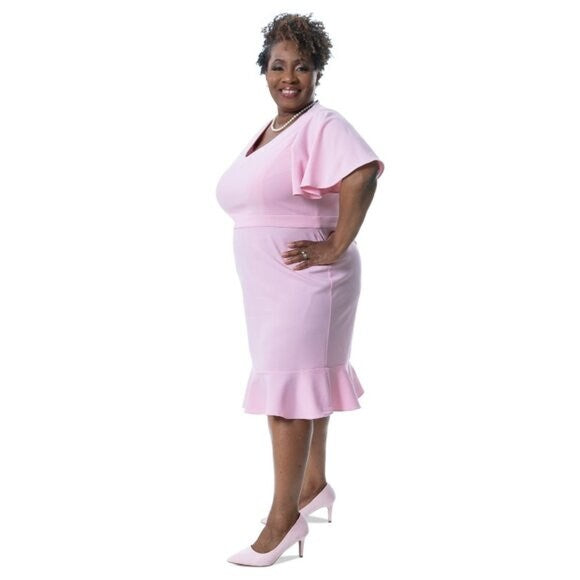 KASPER Women's Flutter-Sleeve Pink Sheath Dress NWT