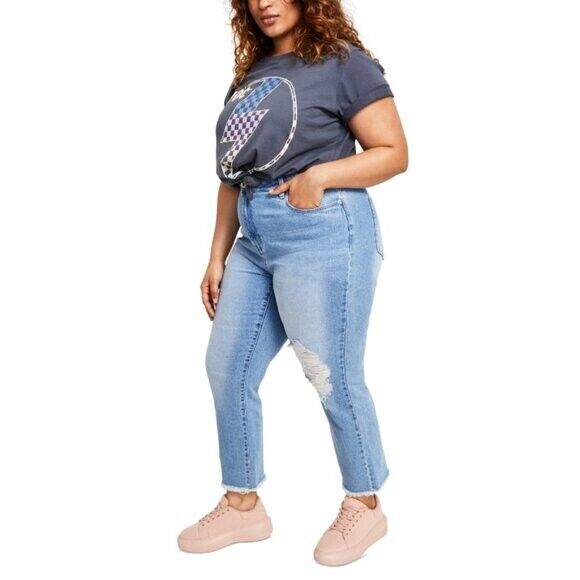 Celebrity Pink Plus Size High-Rise Straight-Leg Distressed Ankle Jeans NWT