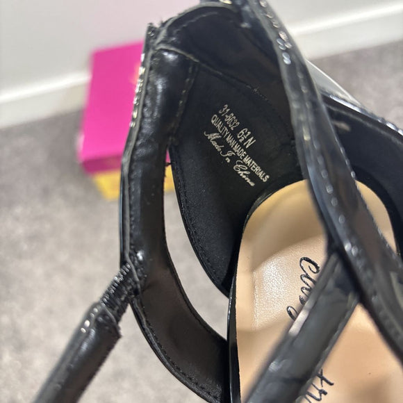 Easy Street Women's 6.5 Black Patent Flash Dress Strappy Heels NIB