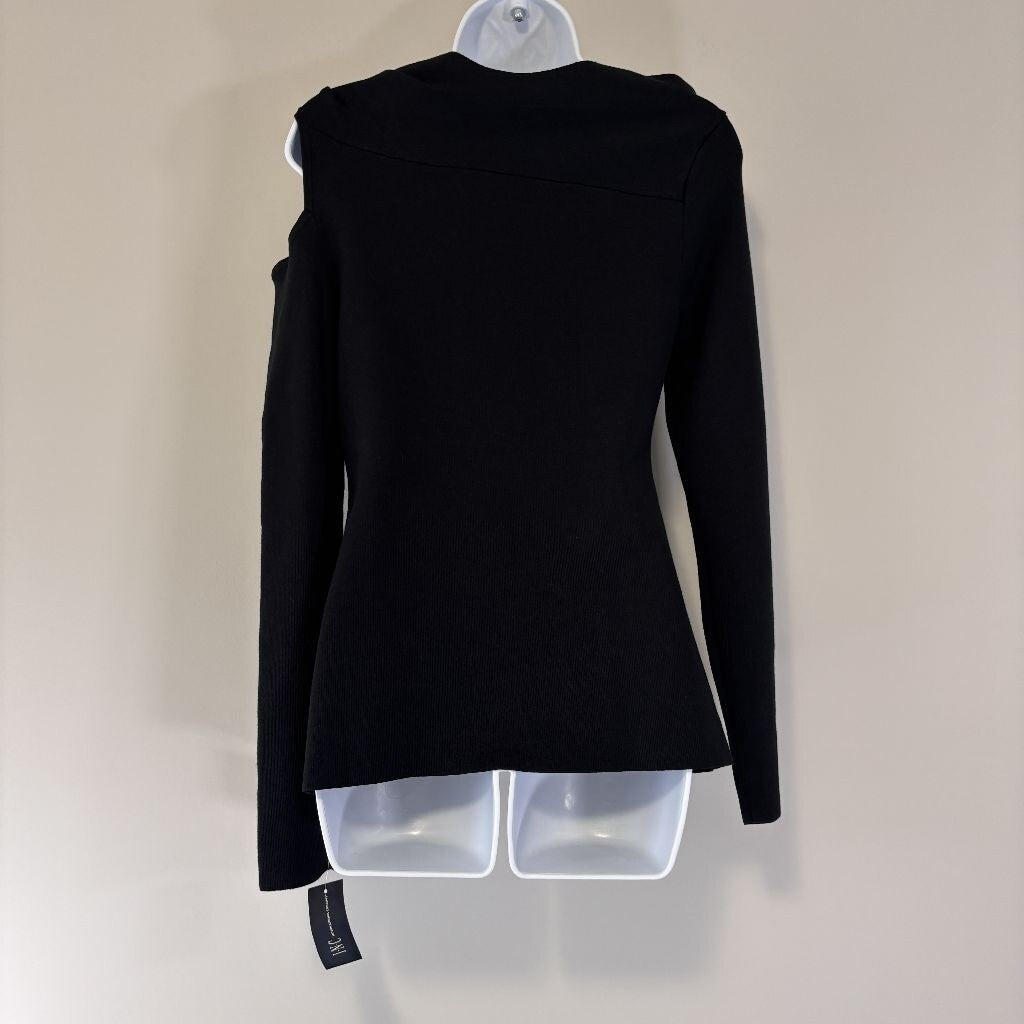 INC International Concepts Large Black Asymmetrical Cold-Shoulder Sweater NWT