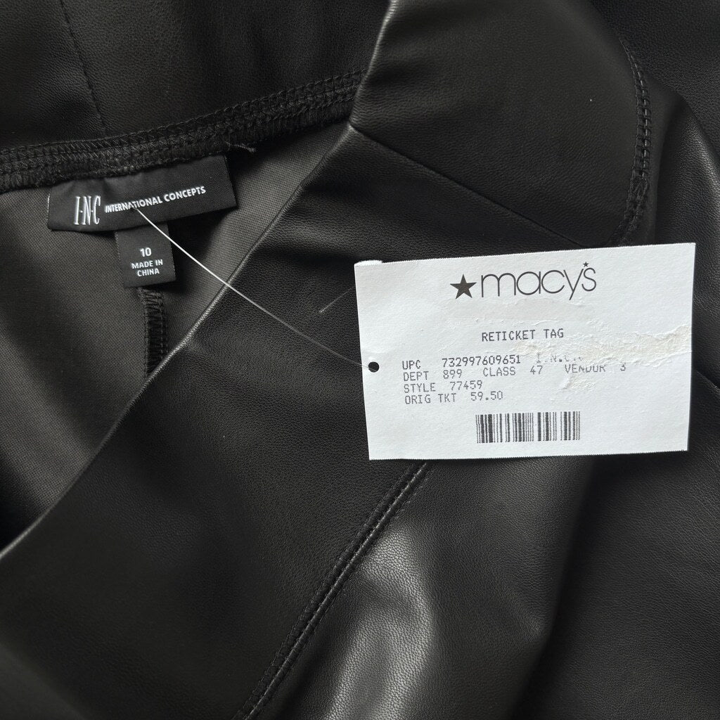 INC International Concepts Women's Size 10 Deep Black Faux-Leather Leggings NWT
