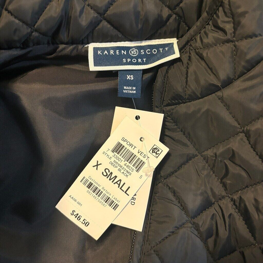 Karen Scott Women's Black Solid Quilted Puffer Vest NWT