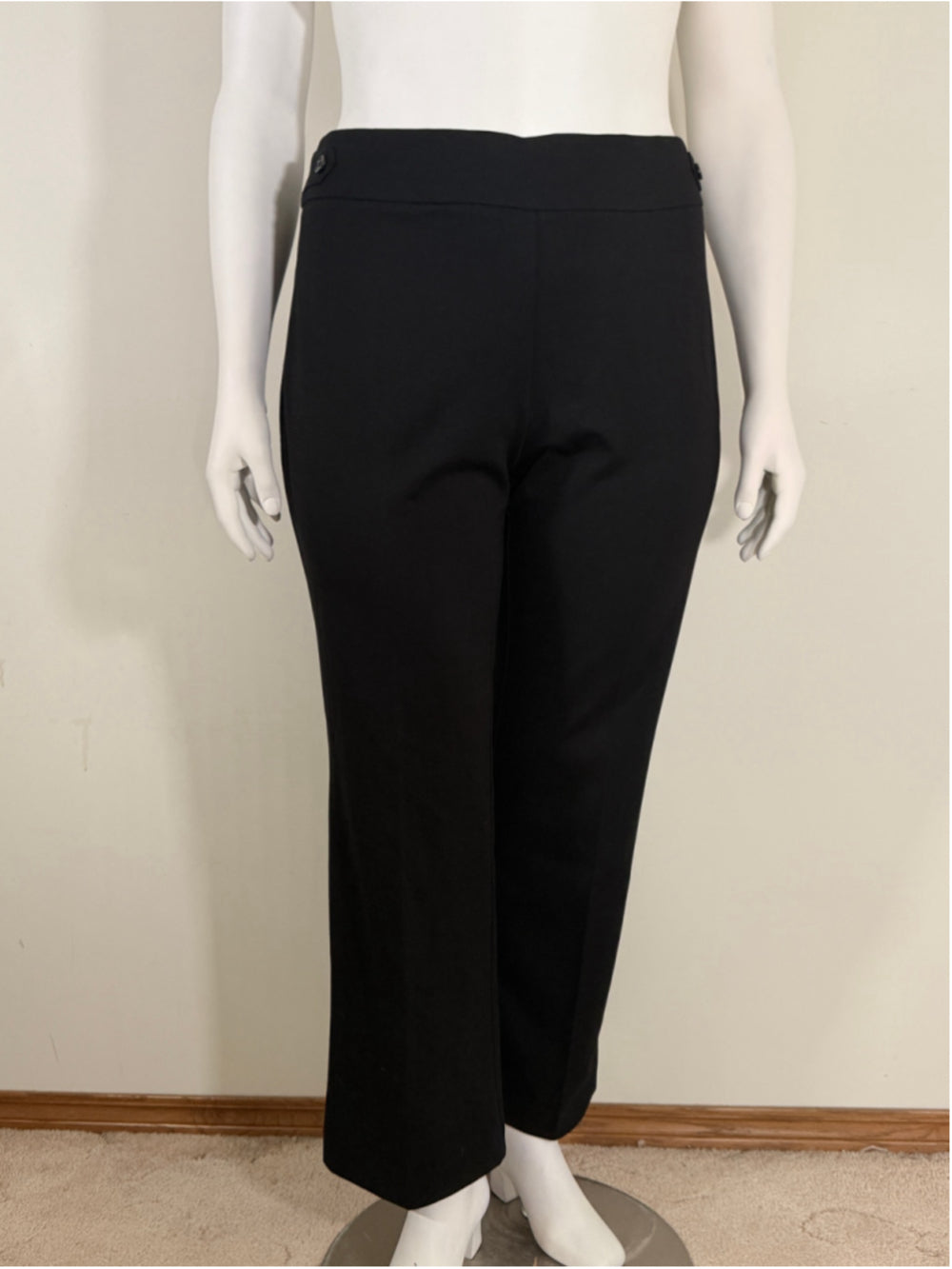 AK Anne Klein Women's XL Petite Black Pull-On Side-Tab Bootcut Leg Trousers NWT
